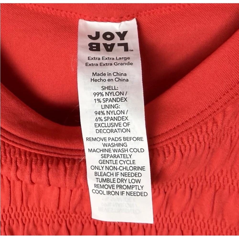 Joy Lab Sleeveless Tank Top Cropped Fitted Stretchy Built in Bra Size XXL 2XL - Picture 6 of 6